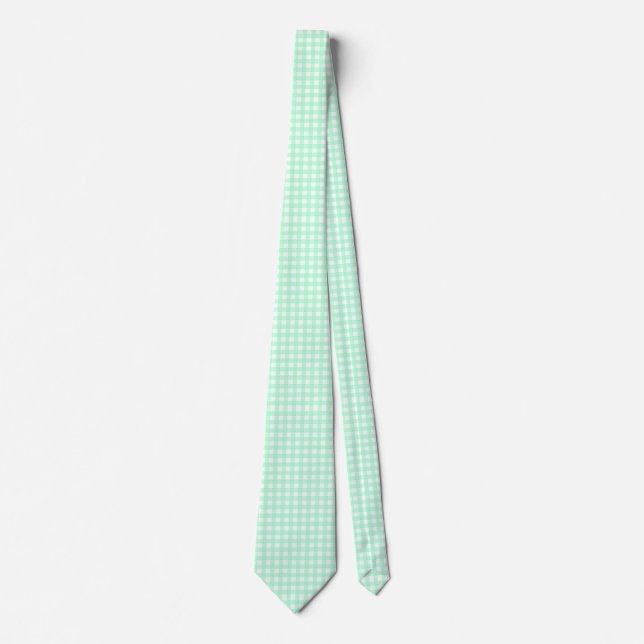 Mint Grönt & White Gingham Mönster Neck Tie Slips (Framsida)