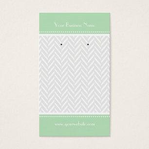 Mint Grönt White Grått Herringbone Earring Cards Visitkort