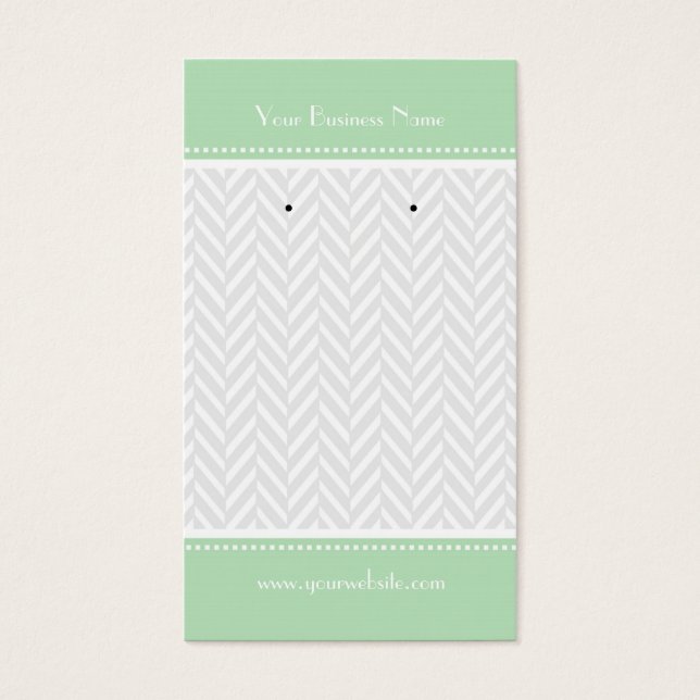 Mint Grönt White Grått Herringbone Earring Cards Visitkort (Framsidan)