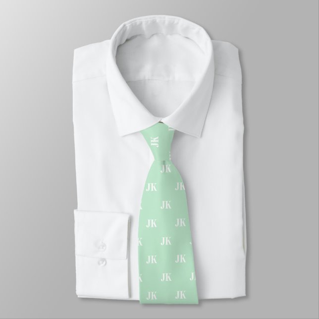 Mint Grönt White Monogram Initialer Slips (Bunden)