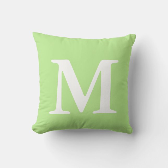 Mint Grönt White Monogrammed MThrow Pillow Kudde (Framsida)