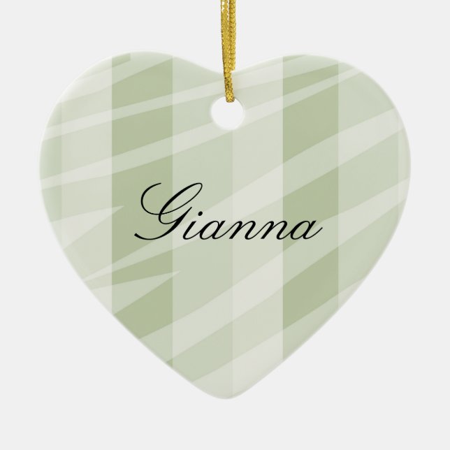 Mint Grönt White Zebra ränder Julgransprydnad Keramik (Framsidan)