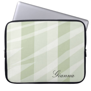 Mint Grönt White Zebra ränder Laptop Fodral