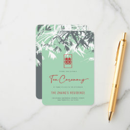 Mint Grönt Zen Bamboo Lövs Chinese Tea Ceremony Tilläggskort
