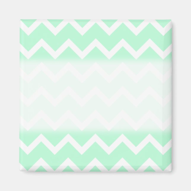 Mint Grönt Zigzag Chevron Rand. Magnet (Framsidan)