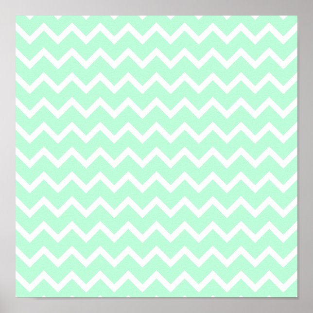 Mint Grönt Zigzag Chevron Rand. Poster (Framsidan)