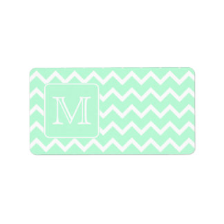 Mint Grönt Zigzag med Anpassningsbar Monogram. Adressetikett