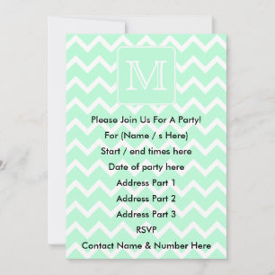 Mint Grönt Zigzag med Anpassningsbar Monogram. Inbjudningar