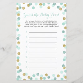 Mint & Guld Baby Shower Gissa Baby Food Game