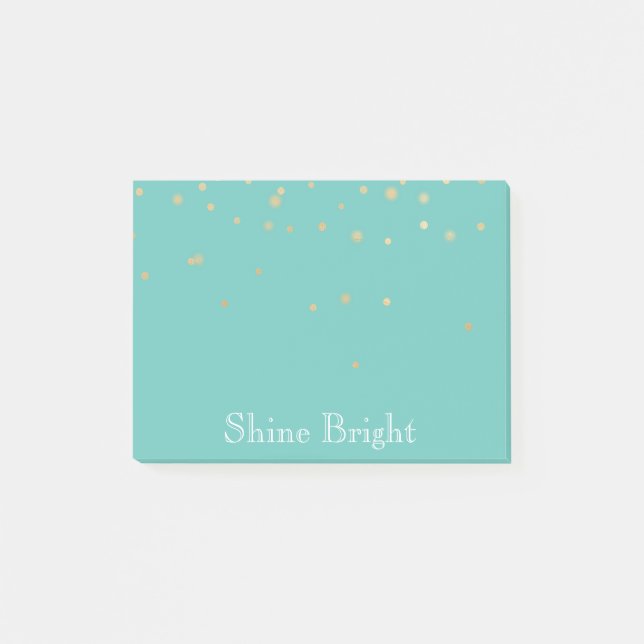 Mint Guld Confetti Post-it Block (Framsida)