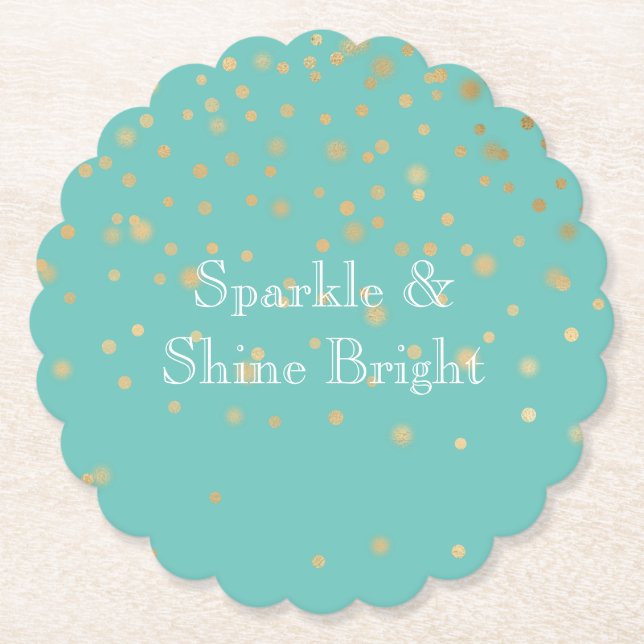Mint Guld Confetti Underlägg Papper (Framsida)