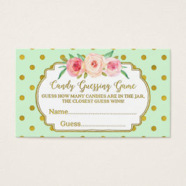Mint Guld Dots Baby Shower Candy Guessing Game Visitkort