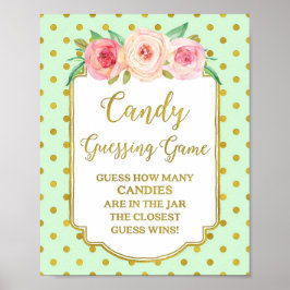 Mint Guld Dots Candy Guessing Game Sign Poster