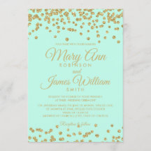 Mint & Guld Faux Glitter confetti Elegant bröllop