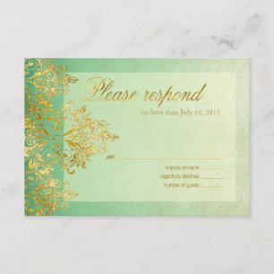 Mint & Guld Gatsby Glitter Flourish OSA Kort