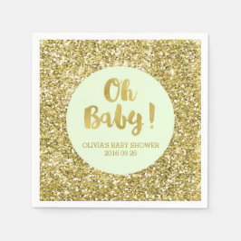 Mint Guld Glitter Confetti Oh Baby Baby Shower Pappersservett