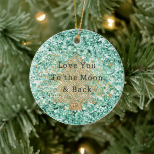 Mint Guld Glitter Julgran Julgransprydnad Keramik