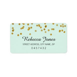 Mint Guld Glitter konetti Adressetiketter