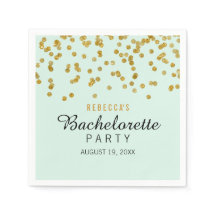 Mint Guld Glitter konetti Bachelorette Napkins