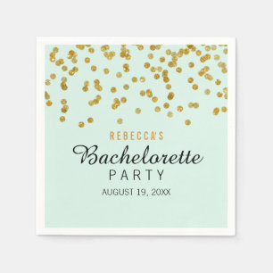 Mint Guld Glitter konetti Bachelorette Napkins Pappersservett