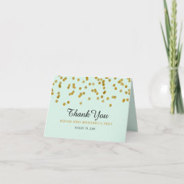 Mint Guld Glitter konfetti Syster Avsked Tack Kort