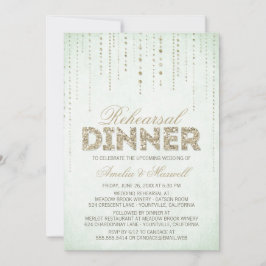 Mint & Guld Glitter Se Rehearsal Dinner Inbjudan
