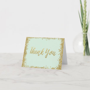 Mint Guld Glitter Tack Kort