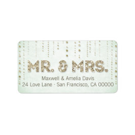 Mint & Guld Glitter titta på Mr. & Mrs Labels Adressetikett