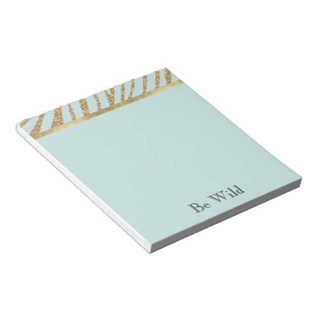 Mint Guld Glitter Zebra   Anteckningsblock (Vinklad)