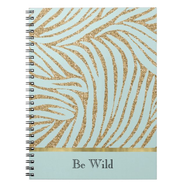 Mint Guld Glitter Zebra   Anteckningsbok (Framsidan)