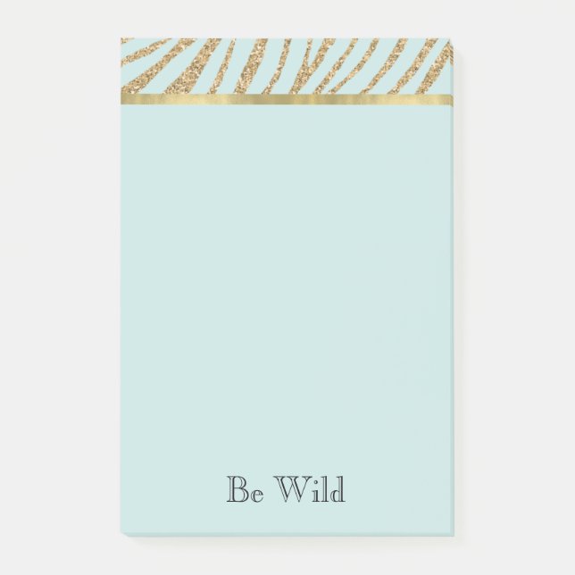 Mint Guld Glitter Zebra   Post-it Block (Framsida)