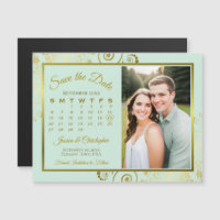Mint & Guld Kalender & Foto Spara datum Magnet