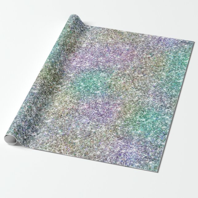 Mint Guld Lila Glitter Presentpapper (Utrullad)