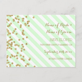 Mint Guld Rand Elopement Notification Postcards Meddelande Vykort