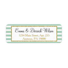 Mint Guld Returetiketter Elegant Shower Returadress Etikett