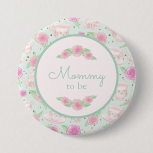 Mint Guld Tea Party Mamma ska vara babyskor Knapp
