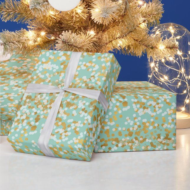 Mint Guld Vit Konfetti Jul Presentpapper (Helgdagar)