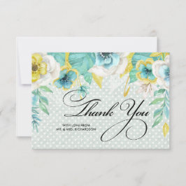 Mint | Gult Blommigt Tack Bröllop-kort Kort