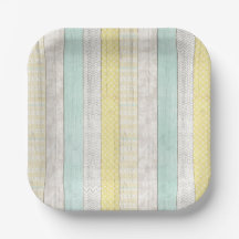 Mint & Gult Boho Geometric Mönster Rustic Wood