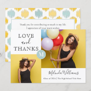 Mint & Gult Monogram Photo Tack Studenten Meddelande