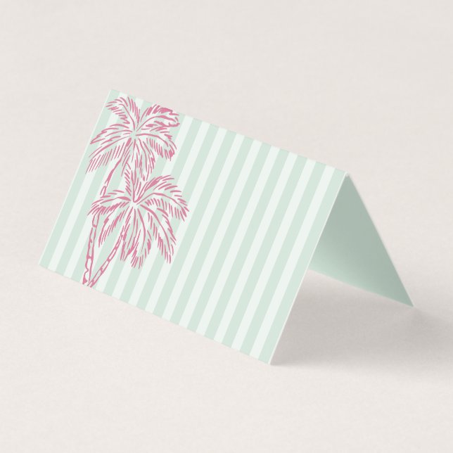 Mint Handflatan Vår Pastel Beach Party Place Card Kort (Framsida)