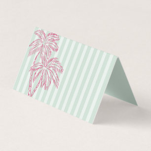 Mint Handflatan Vår Pastel Beach Party Place Card Kort