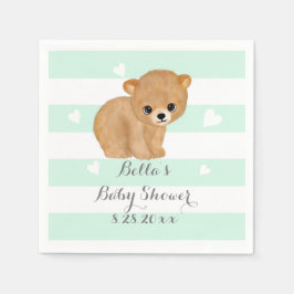Mint Heart Bear Papper Napkins Pappersservett