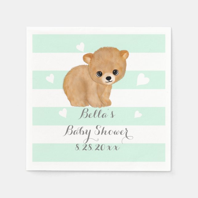 Mint Heart Bear Papper Napkins Pappersservett (Framsidan)