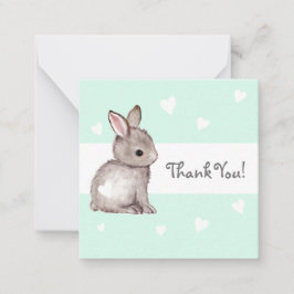 Mint Heart Bunny Baby Shower Tack Notecards Anteckningskort