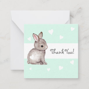Mint Heart Bunny Baby Shower Tack Notecards Anteckningskort