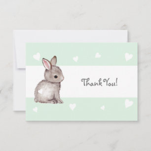 Mint Heart Bunny Tacksamhetskort Tack Kort