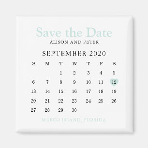 Mint Heart Kalender Bröllop spara datum Magnet