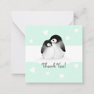Mint Heart Penguin Tack Notecards Anteckningskort