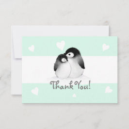 Mint Heart Penguin Tackkort-kort Anteckningskort